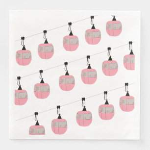 Servilleta De Papel De Cena Esquí Rosa Retro Gondola