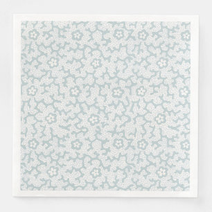 Servilleta De Papel De Cena Estampado costero de coral y flores gris azul