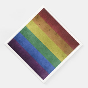 Servilleta De Papel De Cena Estilo retro de la bandera del orgullo LGBT