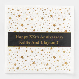 Servilleta De Papel De Cena Estrellas de oro/blanco personalizado con aniversa