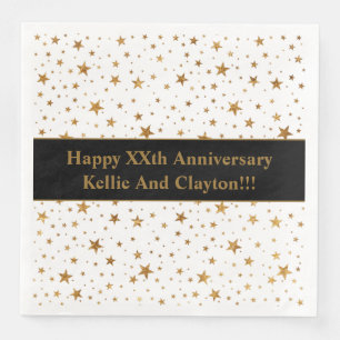 Servilleta De Papel De Cena Estrellas de oro/blanco personalizado con aniversa
