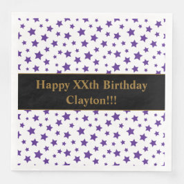 Servilleta De Papel De Cena Estrellas moradas personalizado con fiesta de cump