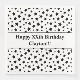 Servilleta De Papel De Cena Estrellas negras personalizados con fiesta de cump