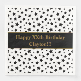 Servilleta De Papel De Cena Estrellas negras personalizados con fiesta de cump