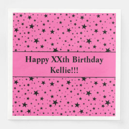 Servilleta De Papel De Cena Estrellas negras personalizados con fiesta de cump