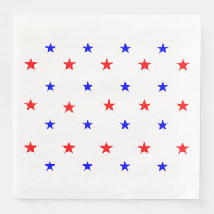Servilleta De Papel De Cena Estrellas rojas y azules - Patrón de cielo estrell