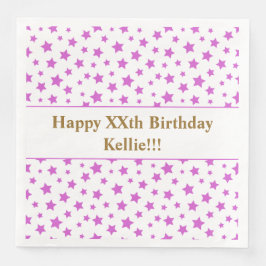 Servilleta De Papel De Cena Estrellas rosadas personalizados con fiesta de cum