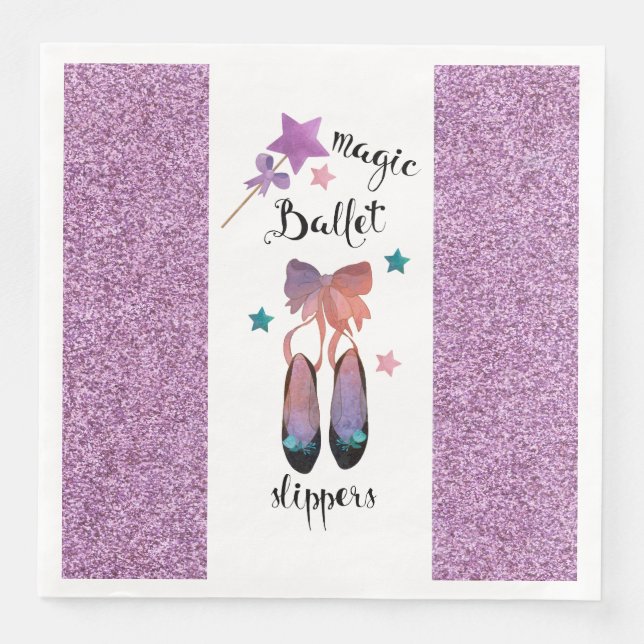 Servilleta De Papel De Cena Estrellas y arcos y deslizadores de ballet mágico (Anverso)