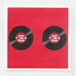 Servilleta De Papel De Cena Etiqueta roja del registro de vinilo de primer cum