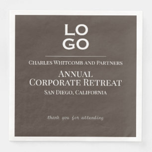 Servilleta De Papel De Cena Evento Empresarial o Corporativo Marrón con Logo P