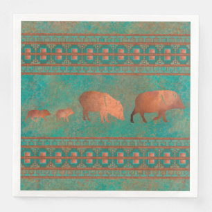 Servilleta De Papel De Cena Familia de Javelina Cuata Adorable del Suroeste Co