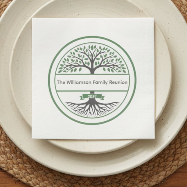 Servilleta De Papel De Cena Family Roots Reunion (Family reunion Paper napkin )