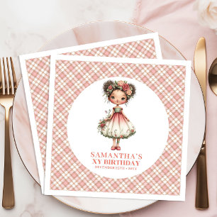 Servilleta De Papel De Cena Fantasía Capricho Hada Flores Rosadas 4to Cumpleañ