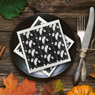 Servilleta De Papel De Cena Fantasmas de esgrima de Halloween, murciélagos y c
