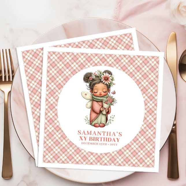 Servilleta De Papel De Cena Fantasy Cute Fairy Blush 6th Birthday Party Napkin (Fantasy Cute Fairy Blush 6th Birthday Party Napkins)
