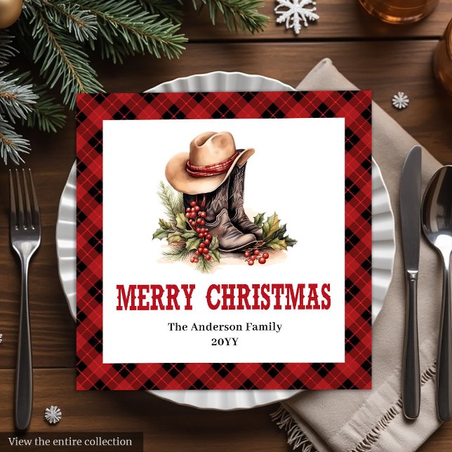 Servilleta De Papel De Cena Farmhouse Christmas napkins buffalo plaid style (Farmhouse Christmas napkins buffalo plaid style

)
