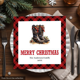 Servilleta De Papel De Cena Farmhouse Western Red Black Holiday Napkins