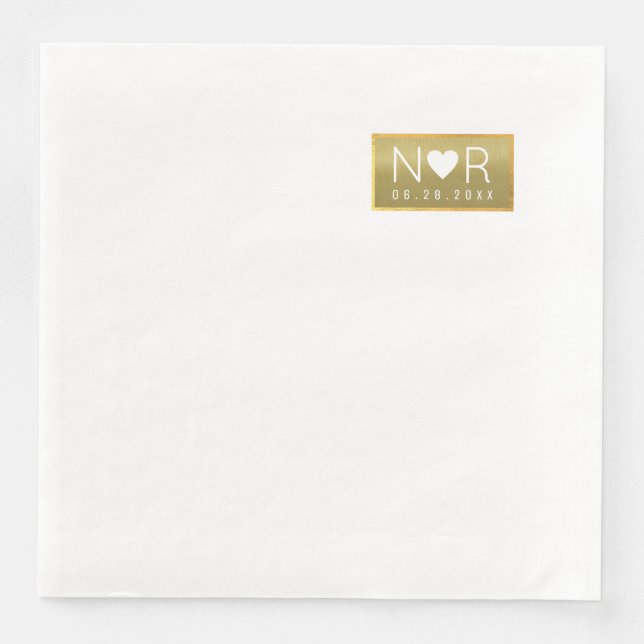 Servilleta De Papel De Cena Faux Gold Boda Luxurious (Anverso)