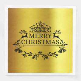 Servilleta De Papel De Cena Faux Gold Festious Merry Christmas Paper Napkin