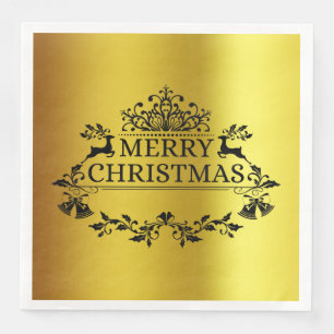 Servilleta De Papel De Cena Faux Gold Festious Merry Christmas Paper Napkin
