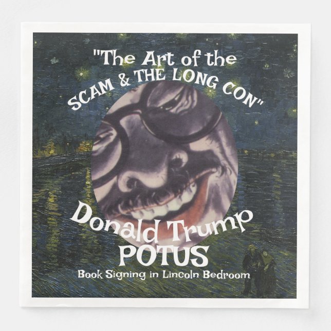 Servilleta De Papel De Cena FBI ICE CBP Trump POTUS Scam Con Art Book Sign 12 (Anverso)