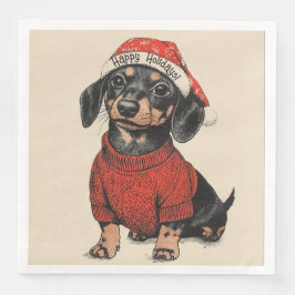 Servilleta De Papel De Cena Felices fiestas, Navidades amables Dachshund