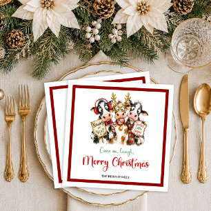 Servilleta De Papel De Cena Felices Fiestas servilletas divertidas de vaca nav