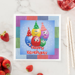 Servilleta De Papel De Cena Felices globos divertidos de cumpleaños