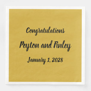 Servilleta De Papel De Cena Felicitaciones Brush Brushstrot Script Gold