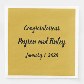 Servilleta De Papel De Cena Felicitaciones Brush Brushstrot Script Gold