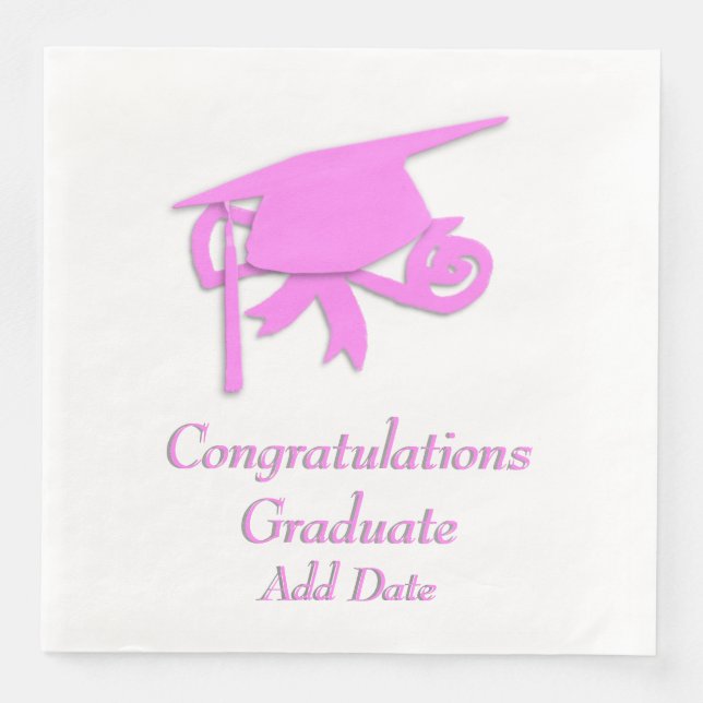 Servilleta De Papel De Cena Felicitaciones Graduado de Cap Rosa (Anverso)