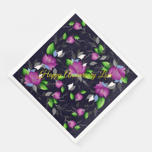 Servilleta De Papel De Cena Feliz aniversario de amor (Esquina)