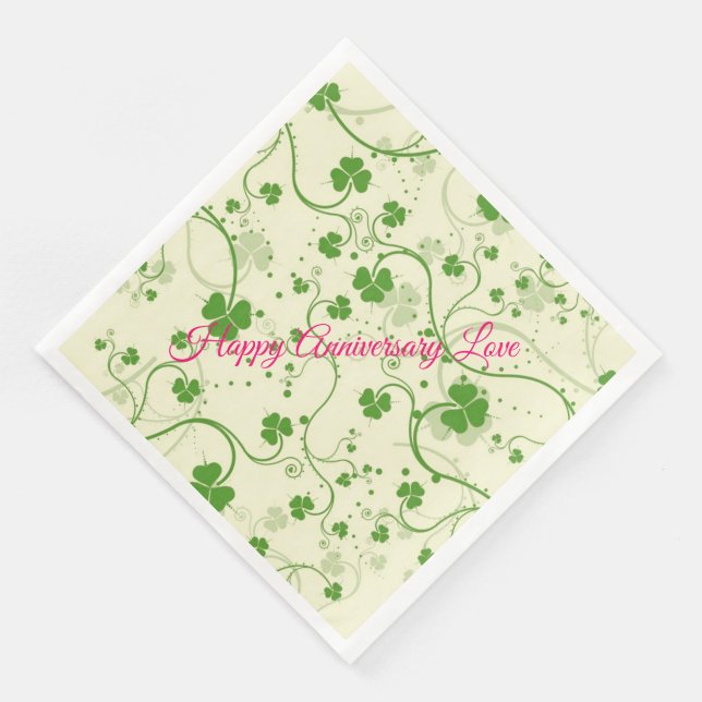 Servilleta De Papel De Cena Feliz aniversario de amor (Esquina)