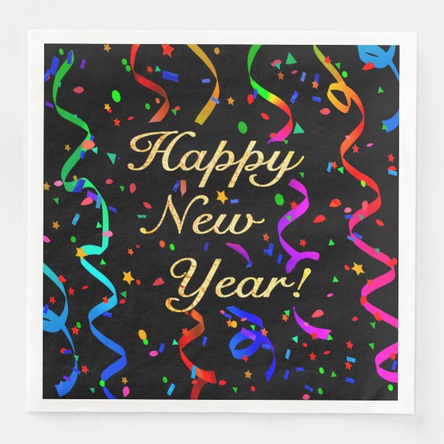 Servilleta De Papel De Cena "¡Feliz Año Nuevo!" (Anverso)