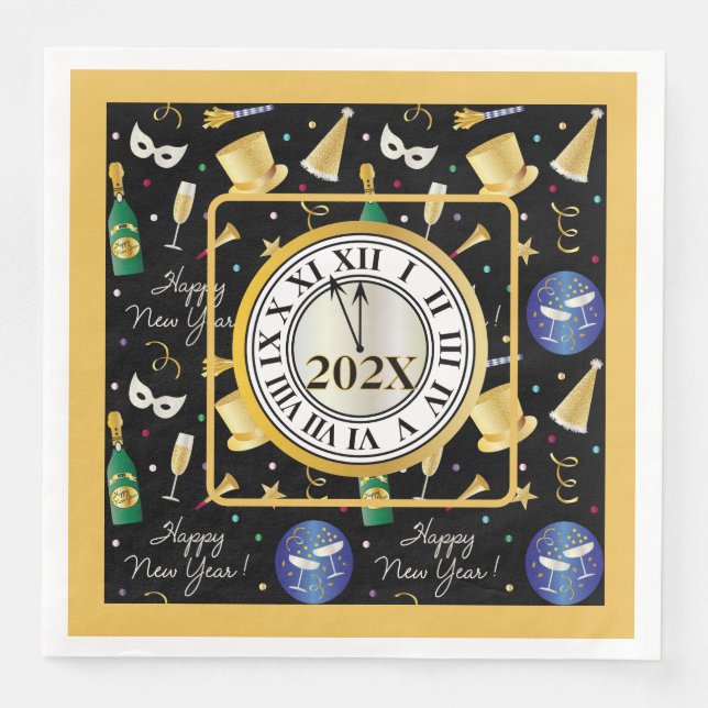 Servilleta De Papel De Cena Feliz Año Nuevo anual  (Anverso)