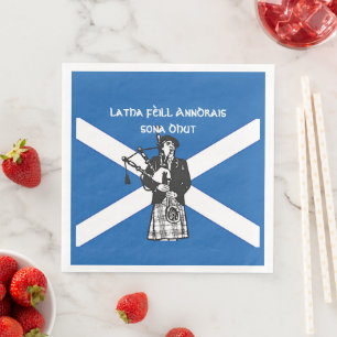 Servilleta De Papel De Cena Feliz Bagpiper de bandera del Día de St Andrews