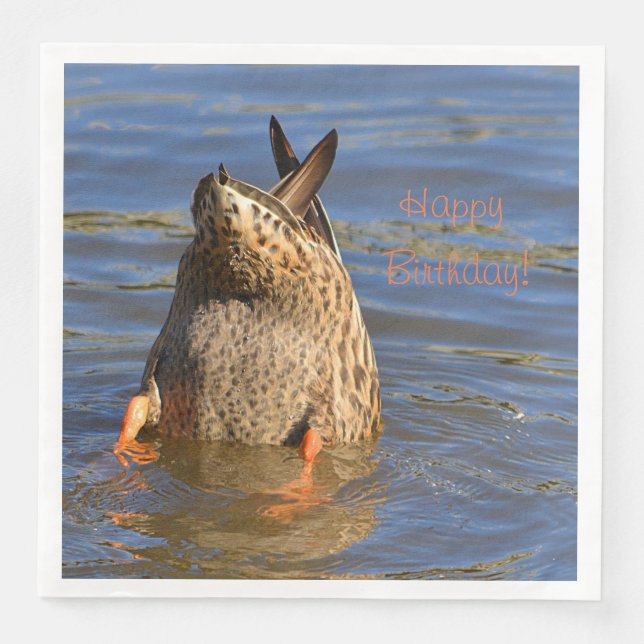 Servilleta De Papel De Cena Feliz cumpleaños a los Bottoms Up Duck (Anverso)