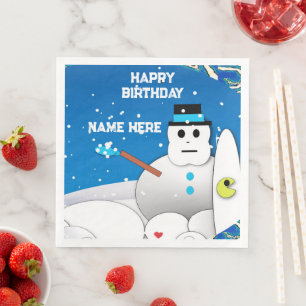 Servilleta De Papel De Cena Feliz cumpleaños Papel de Snowman