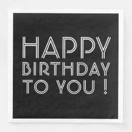 Servilleta De Papel De Cena "¡Feliz Cumpleaños Para Ti!" Blanco y negro