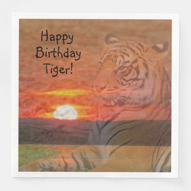Servilleta De Papel De Cena Feliz cumpleaños Tiger (Anverso)