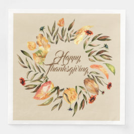 Servilleta De Papel De Cena Feliz Día de Acción de Gracias Caer Wreath Napkins