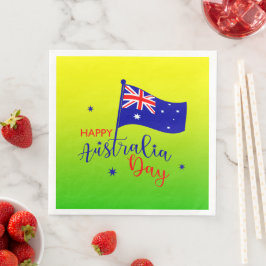 Servilleta De Papel De Cena Feliz Día de Australia Bandera Verde Oro Grande