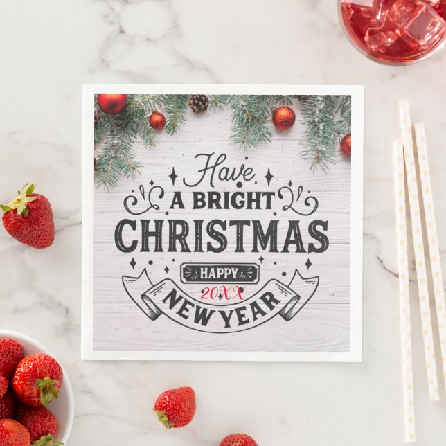 Servilleta De Papel De Cena Feliz Fiesta navideño (In situ)