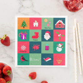 Servilleta De Papel De Cena Feliz Fiesta navideño