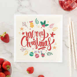 Servilleta De Papel De Cena Feliz Fiesta navideño