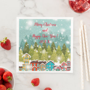 Servilleta De Papel De Cena Feliz Fiesta navideño
