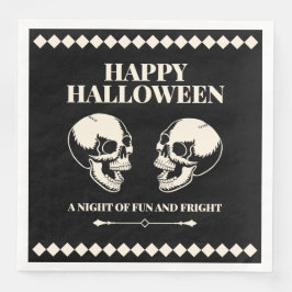 Servilleta De Papel De Cena Feliz Halloween Calaveras Riéndose Negras