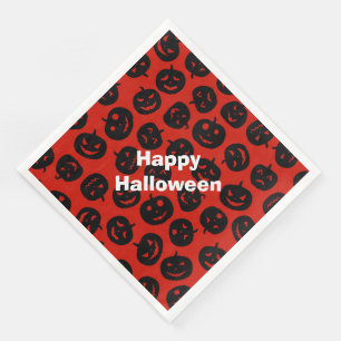 Servilleta De Papel De Cena Feliz Halloween Fiesta moderno calabaza roja