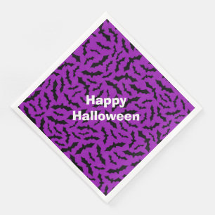 Servilleta De Papel De Cena Feliz Halloween Fiesta moderno Morado Bat