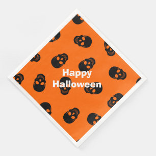 Servilleta De Papel De Cena Feliz Halloween Fiesta moderno Naranja Skull